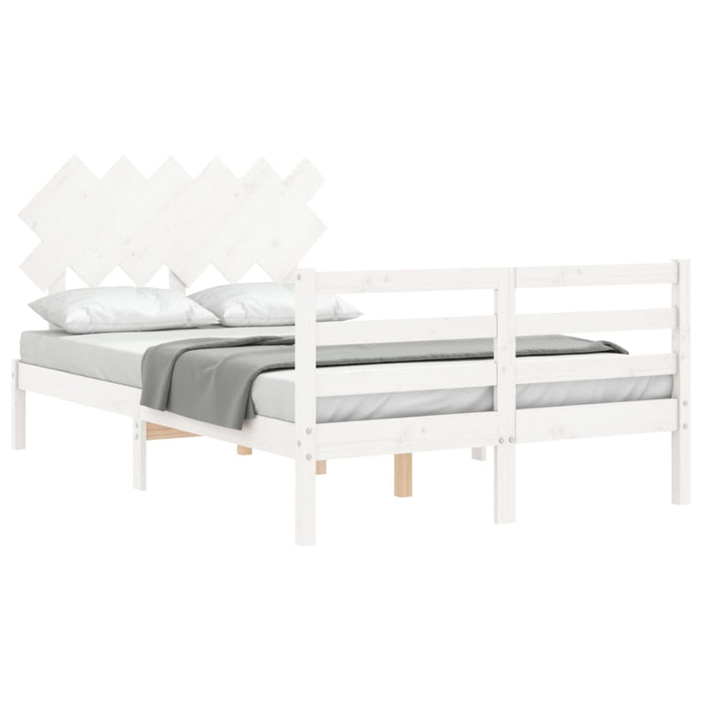 Bedframe met hoofdbord massief hout wit 4FT Small Double