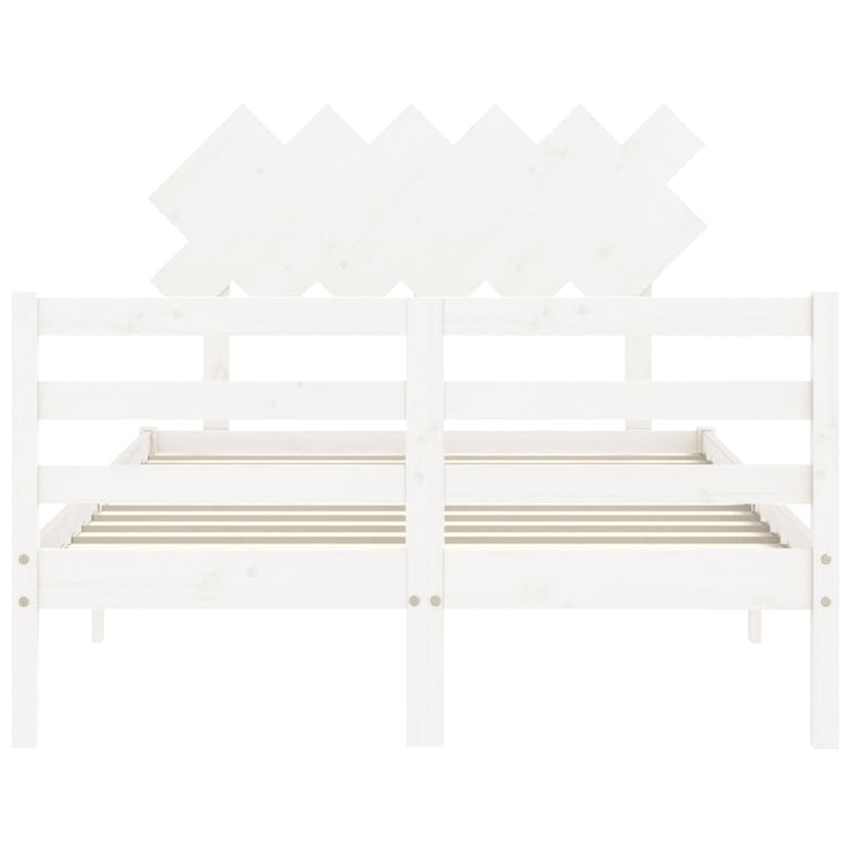 Bedframe met hoofdbord massief hout wit 4FT Small Double