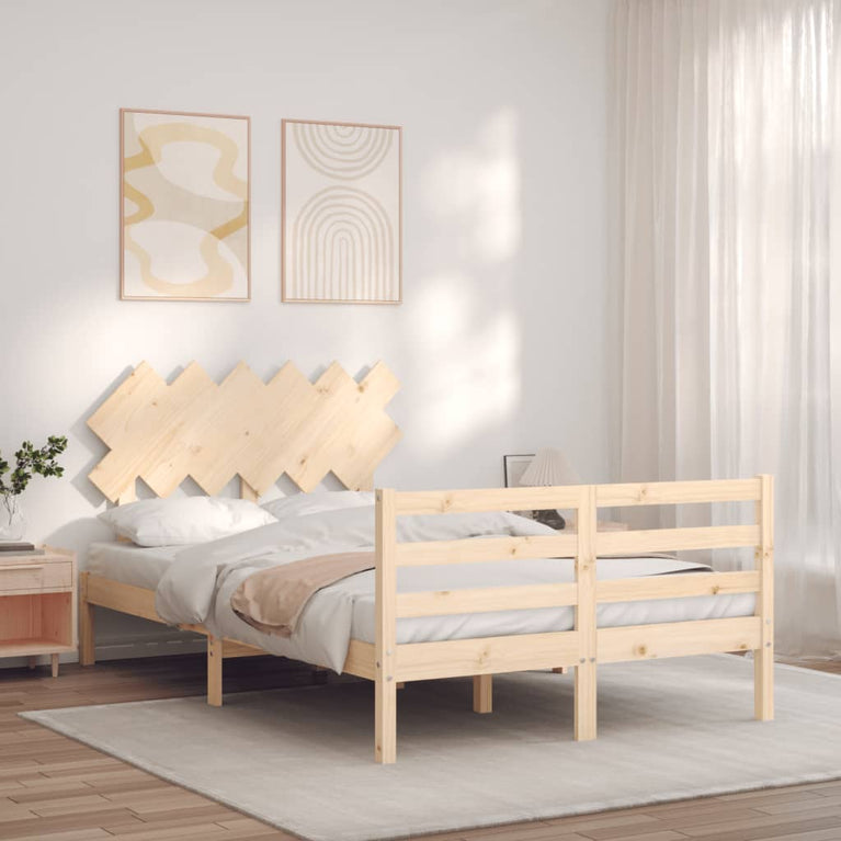 Bedframe met hoofdbord massief hout 4FT6 Double