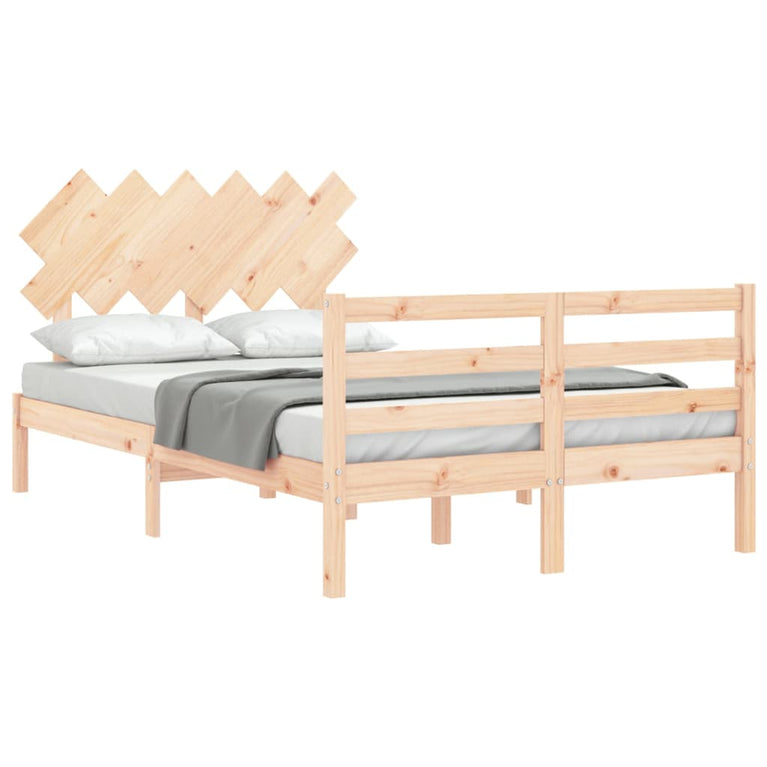 Bedframe met hoofdbord massief hout 4FT6 Double