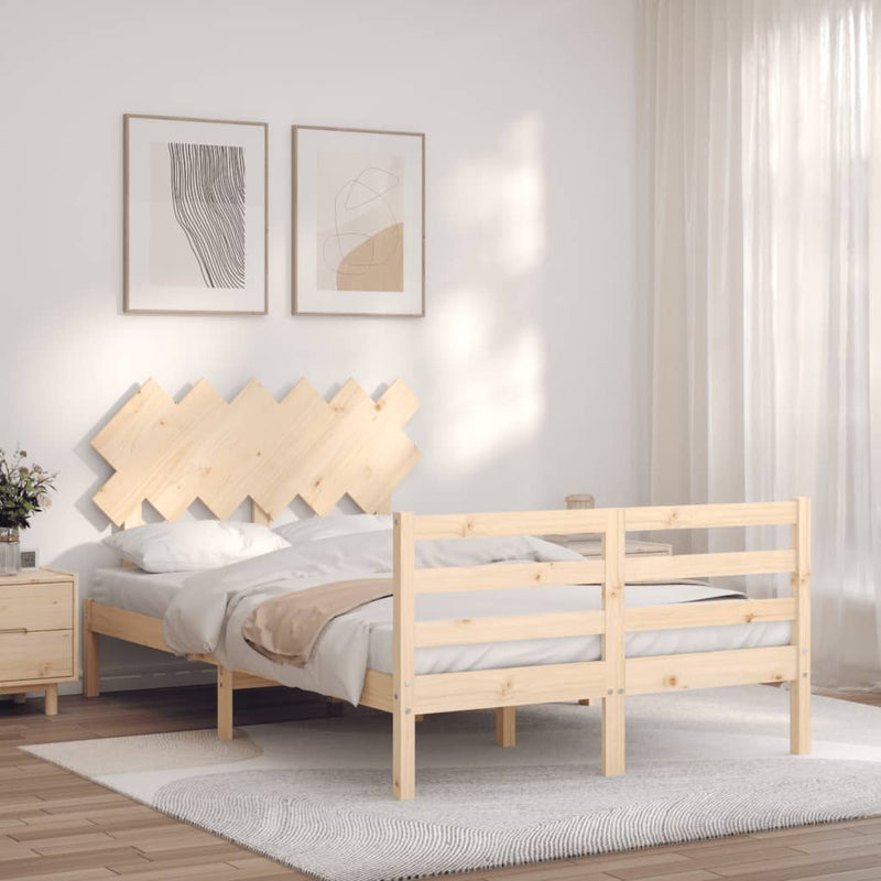 Bedframe met hoofdbord massief hout 4FT6 Double