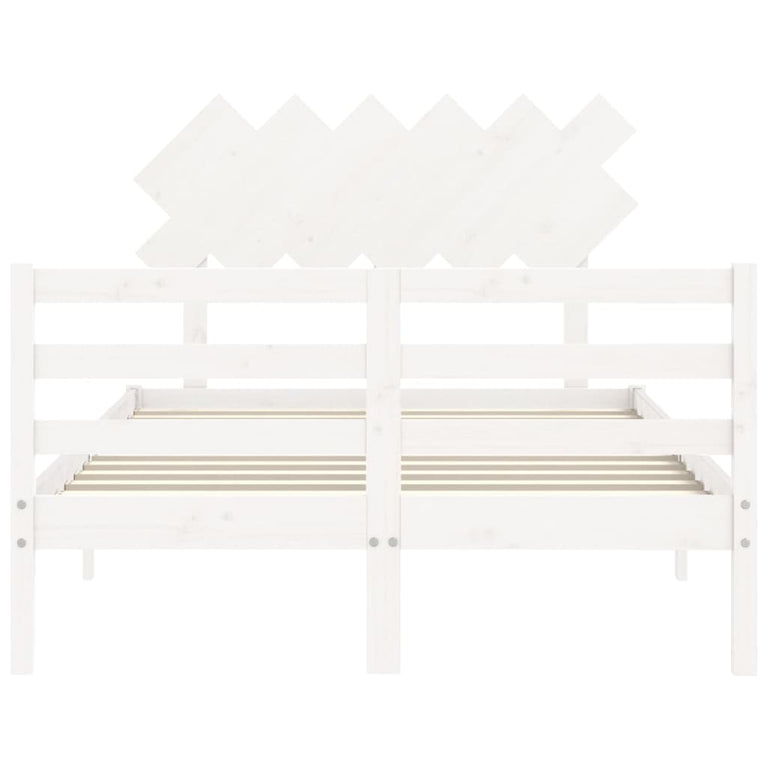 Bedframe met hoofdbord massief hout wit 120x200 cm