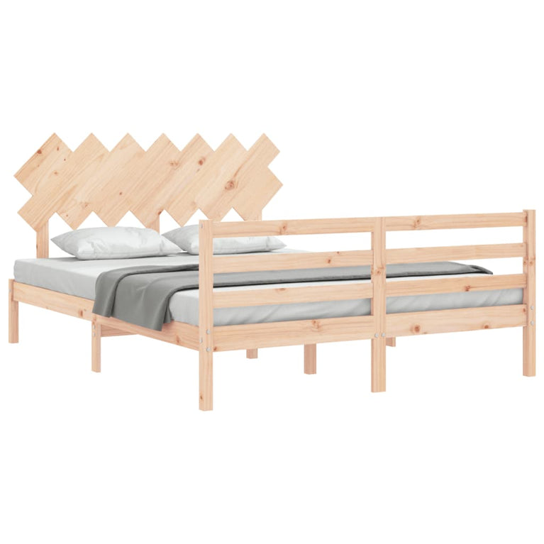 Bedframe met hoofdbord massief hout 140x200 cm