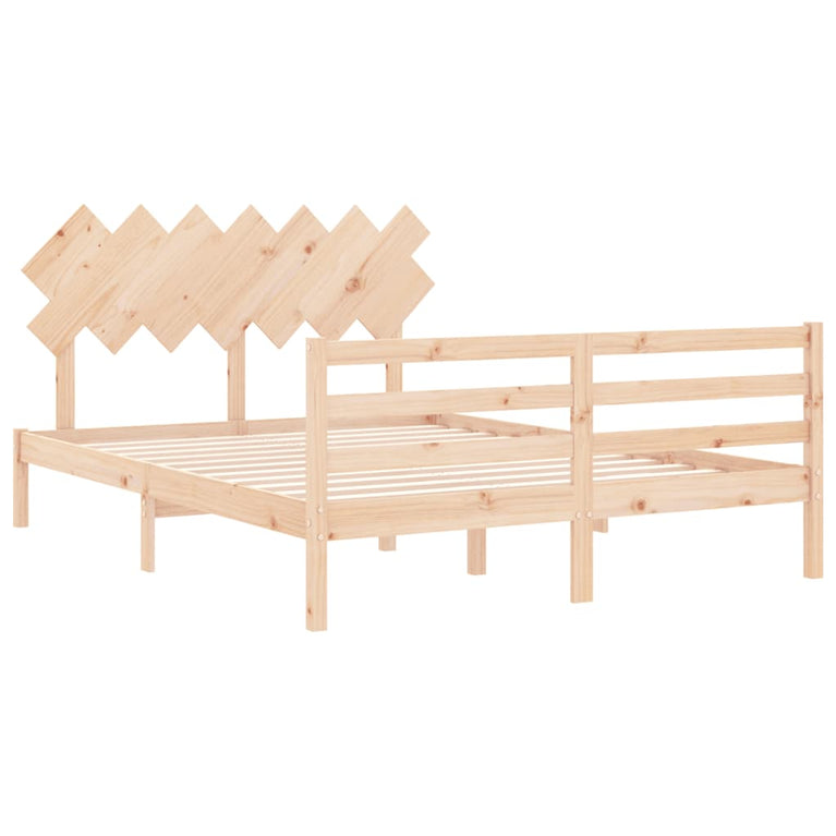 Bedframe met hoofdbord massief hout 140x200 cm