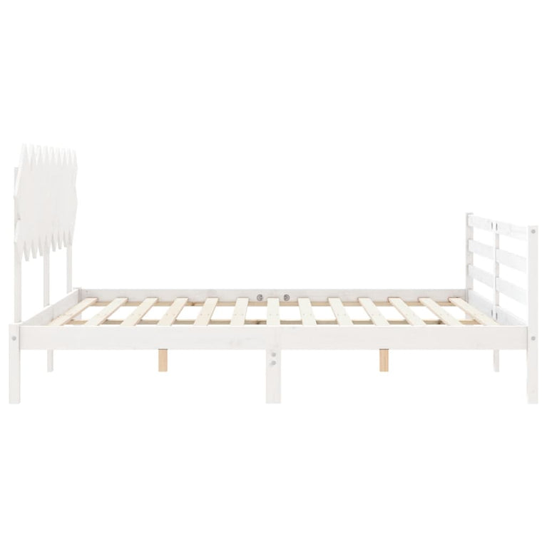 Bedframe met hoofdbord massief hout wit Super King Size