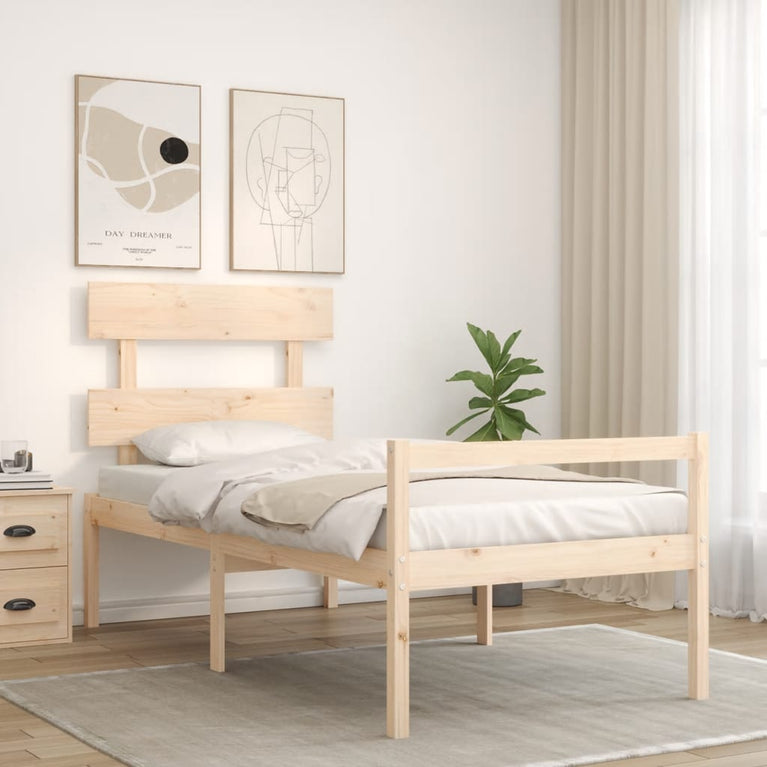 Seniorenbed met hoofdbord massief hout Small Single