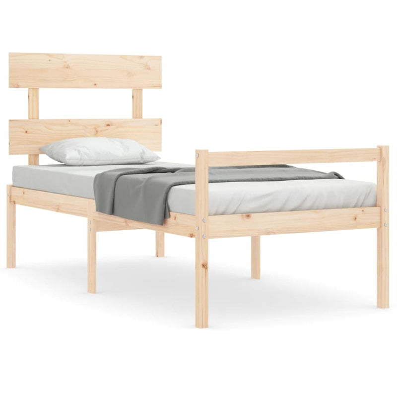 Seniorenbed met hoofdbord massief hout Single