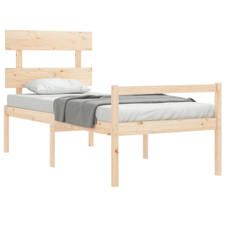 Seniorenbed met hoofdbord massief hout Single