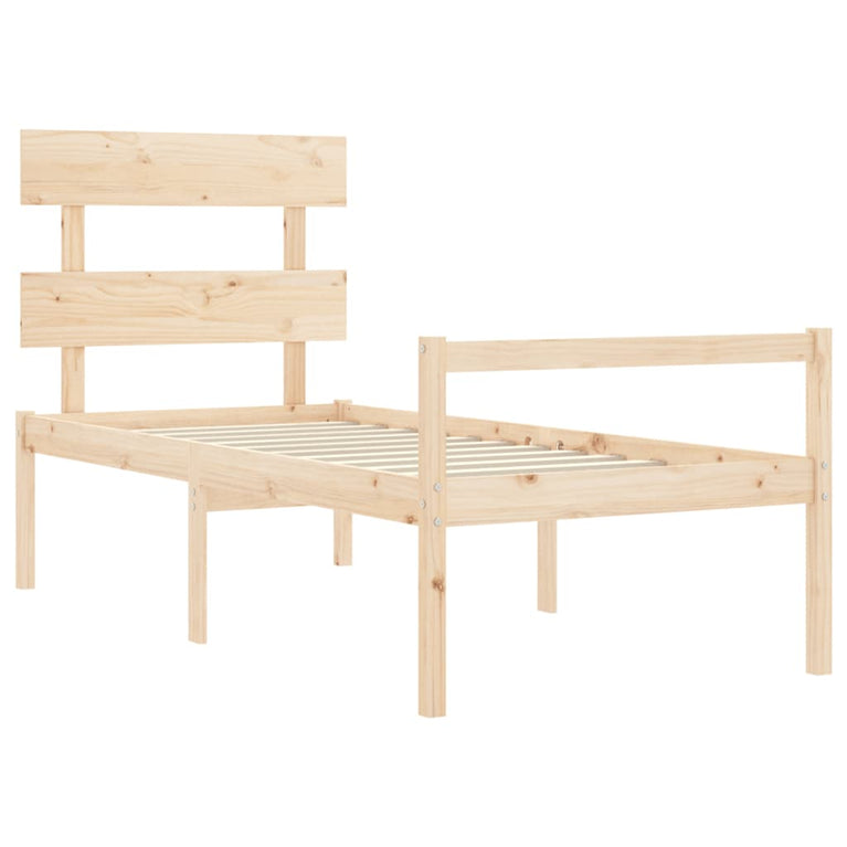 Seniorenbed met hoofdbord massief hout Single