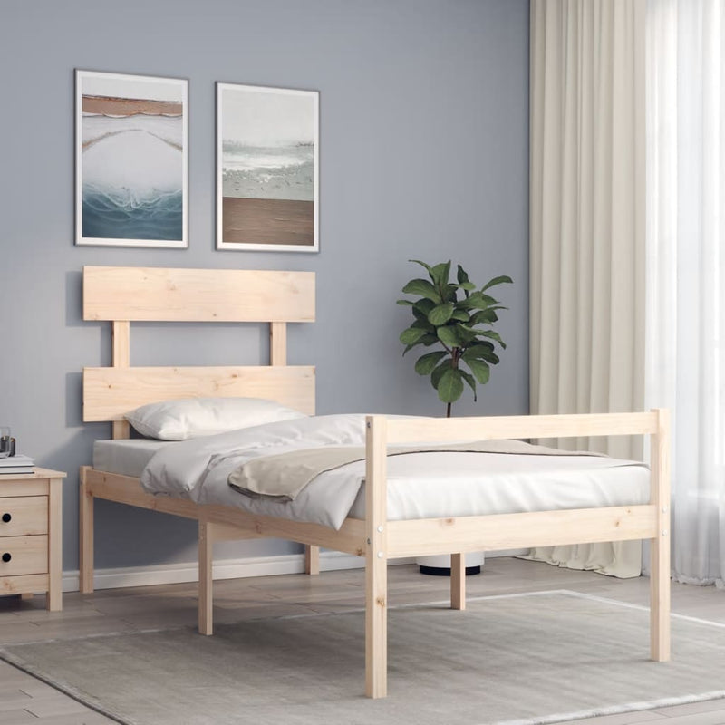 Seniorenbed met hoofdbord massief hout Single