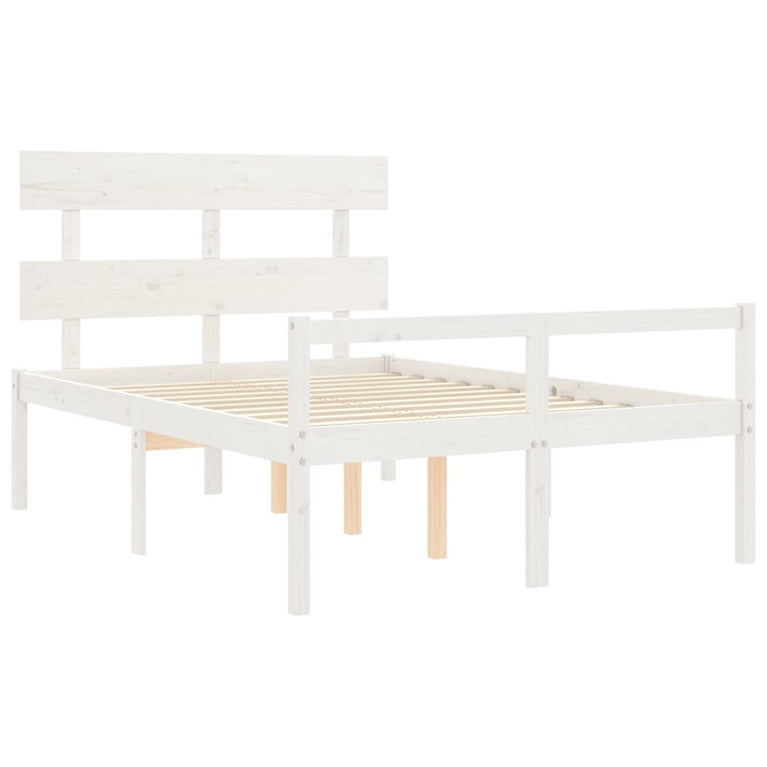 Seniorenbed met hoofdbord massief hout wit Small Double