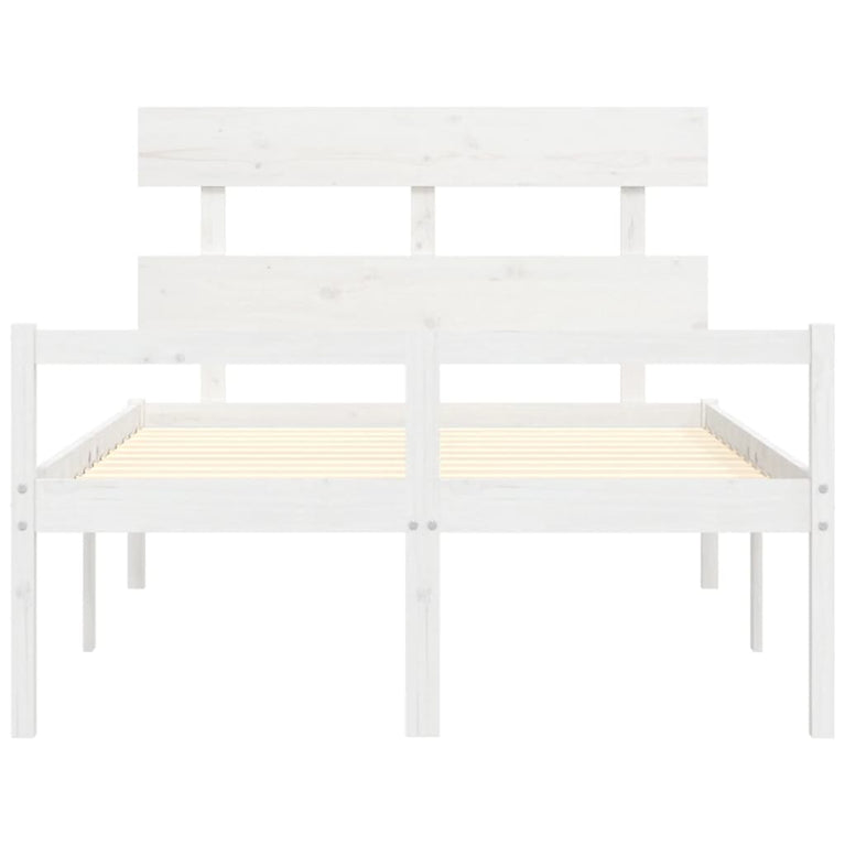 Seniorenbed met hoofdbord massief hout wit Small Double