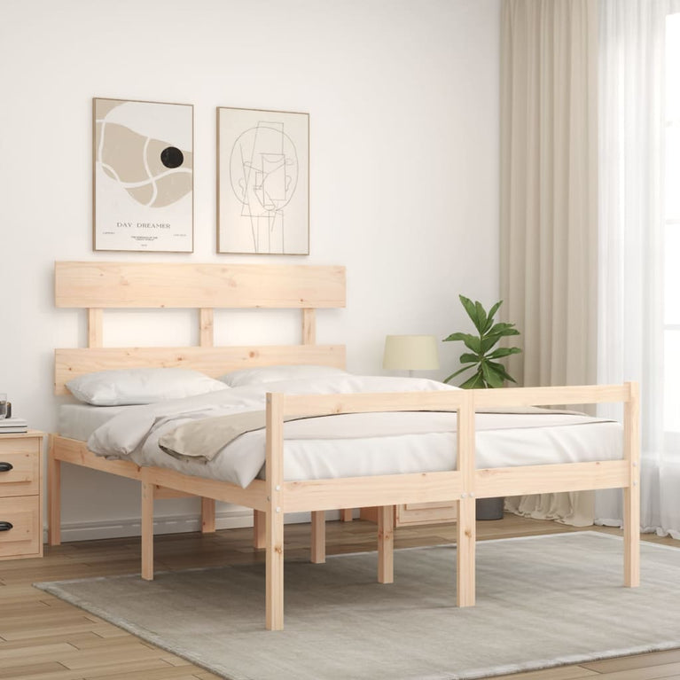 Seniorenbed met hoofdbord massief hout Double