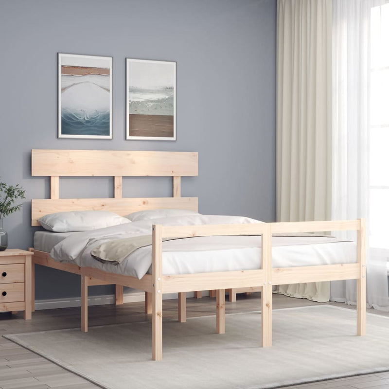 Seniorenbed met hoofdbord massief hout Double