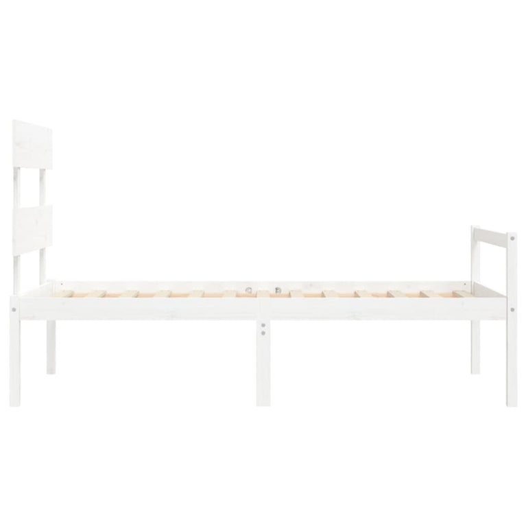 Seniorenbed met hoofdbord massief hout wit 90x200 cm