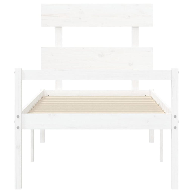 Seniorenbed met hoofdbord massief hout wit 100x200 cm
