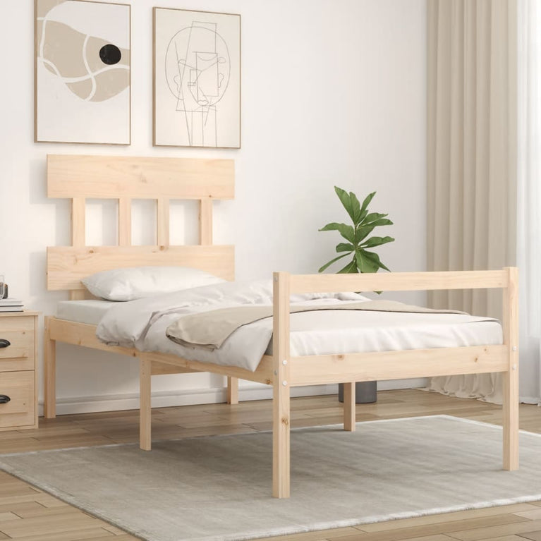 Seniorenbed met hoofdbord massief hout Small Single