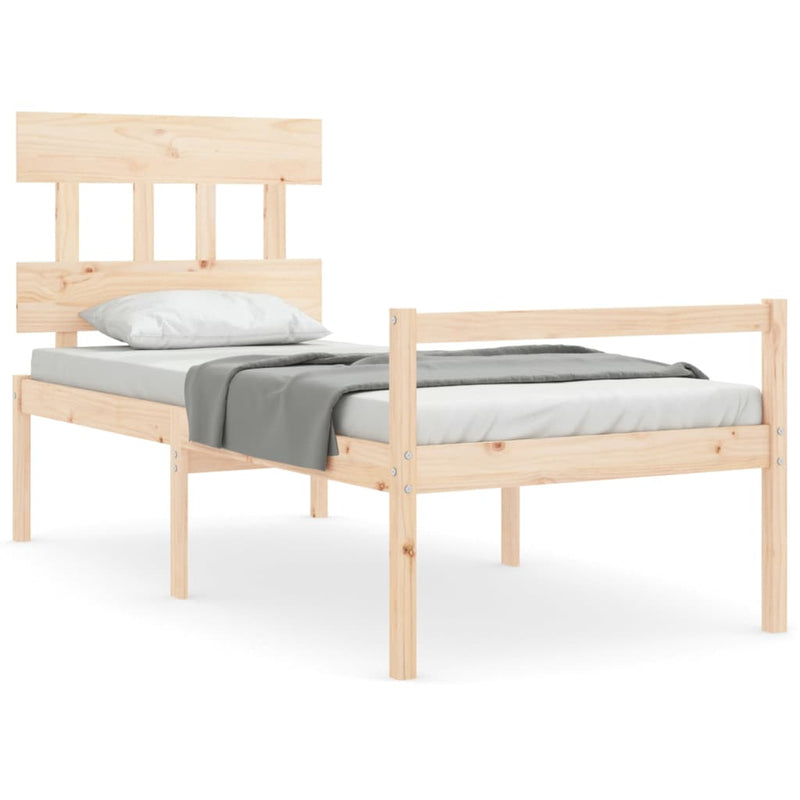 Seniorenbed met hoofdbord massief hout Single