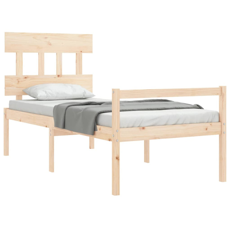 Seniorenbed met hoofdbord massief hout Single