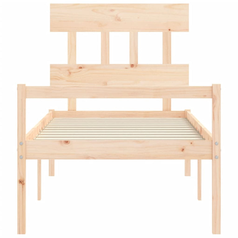 Seniorenbed met hoofdbord massief hout Single