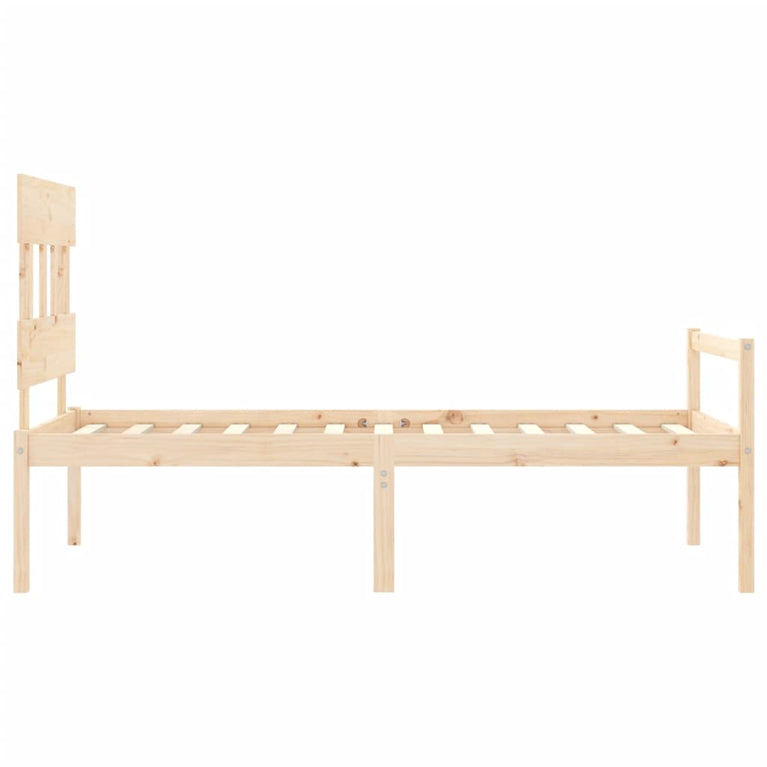 Seniorenbed met hoofdbord massief hout Single