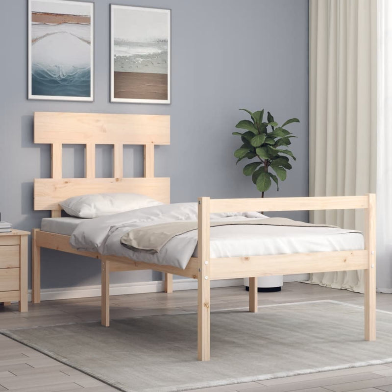 Seniorenbed met hoofdbord massief hout Single