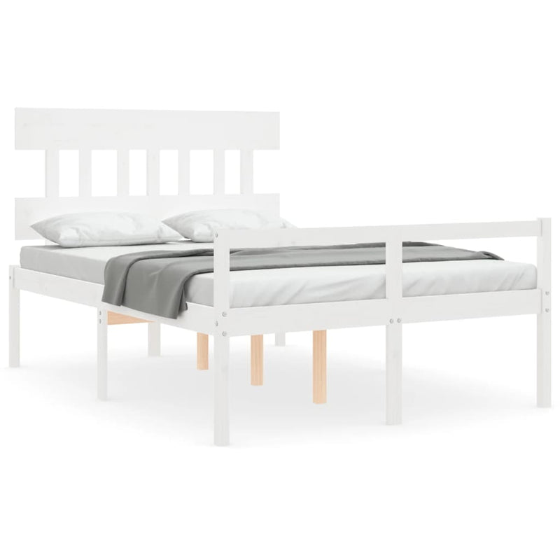 Seniorenbed met hoofdbord massief hout wit Small Double