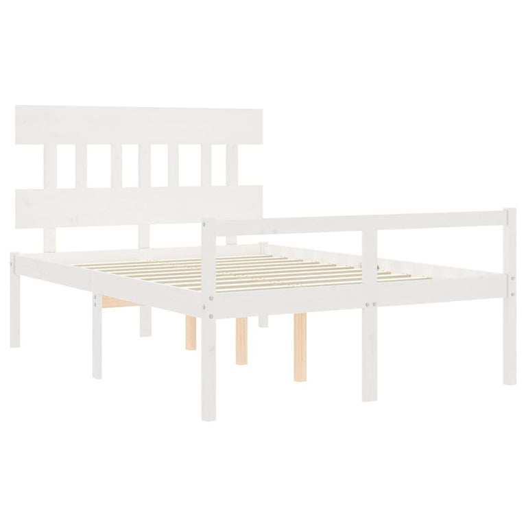 Seniorenbed met hoofdbord massief hout wit Small Double