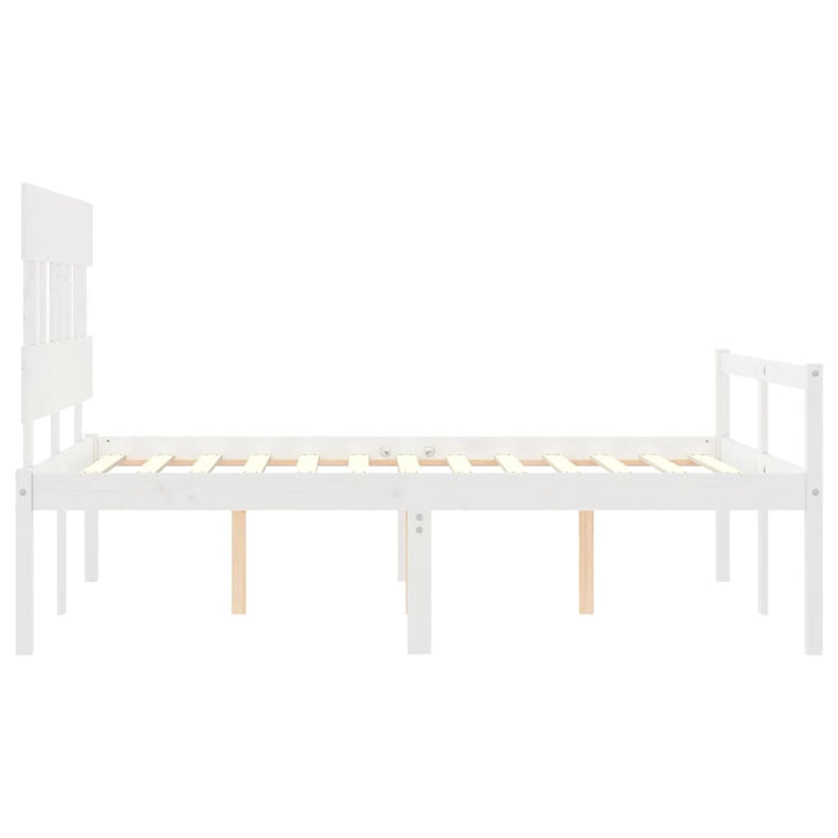 Seniorenbed met hoofdbord massief hout wit Small Double