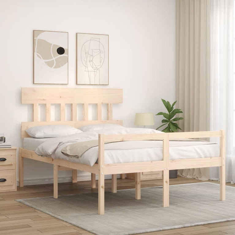 Seniorenbed met hoofdbord massief hout Double