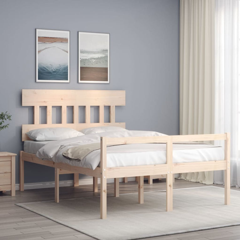 Seniorenbed met hoofdbord massief hout Double