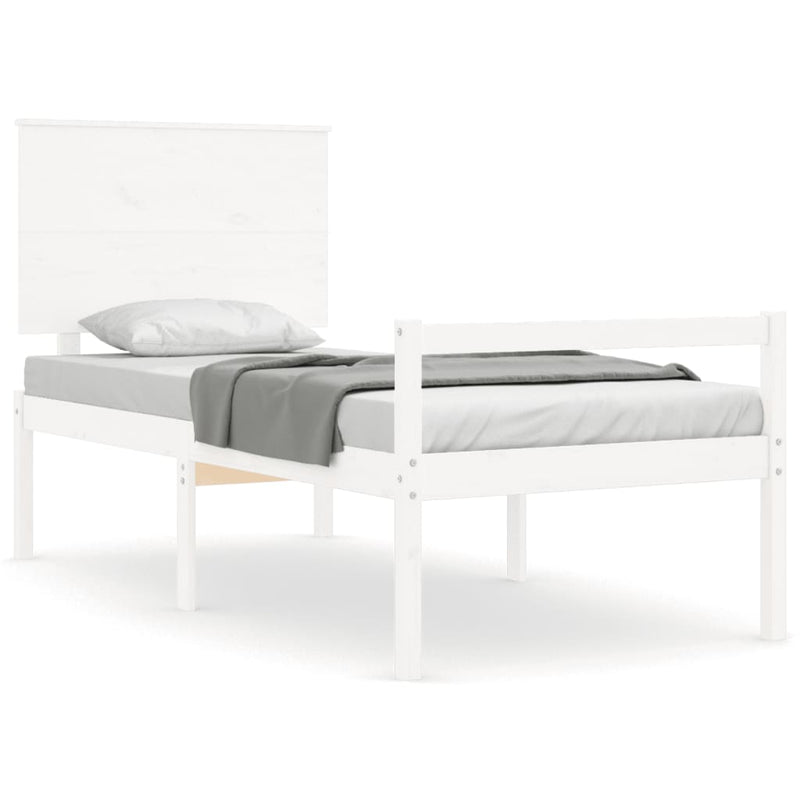 Seniorenbed met hoofdbord massief hout wit Small Single
