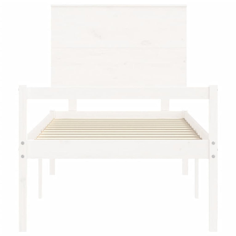 Seniorenbed met hoofdbord massief hout wit Small Single