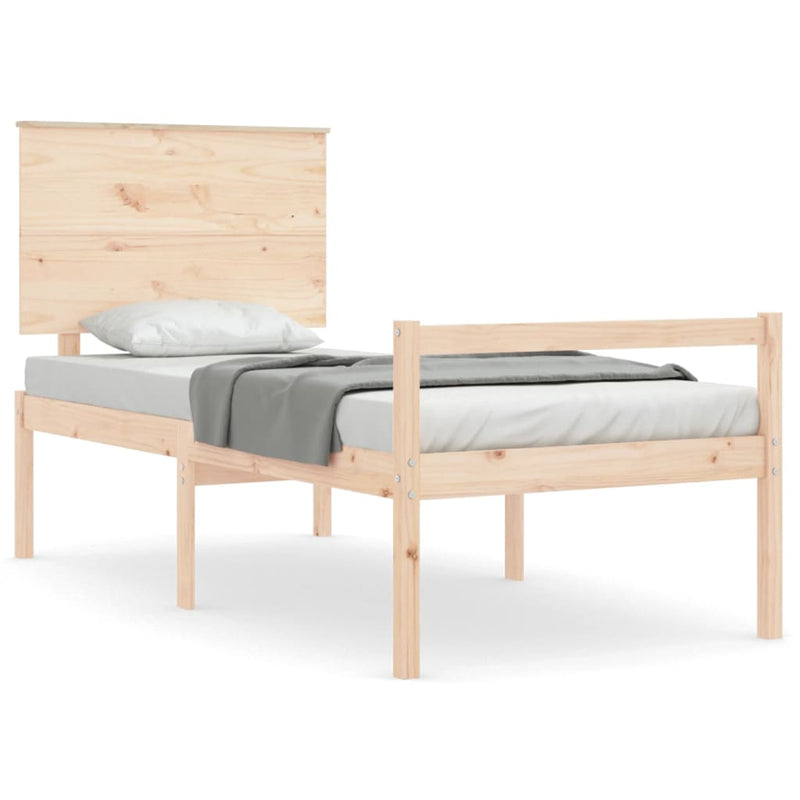 Seniorenbed met hoofdbord massief hout Single