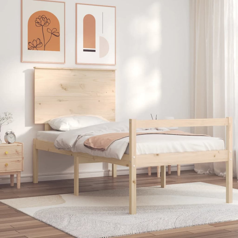 Seniorenbed met hoofdbord massief hout Single