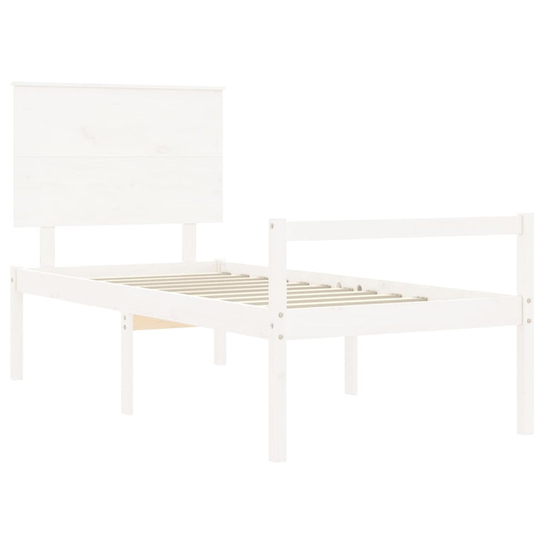 Seniorenbed met hoofdbord massief hout wit 90x200 cm