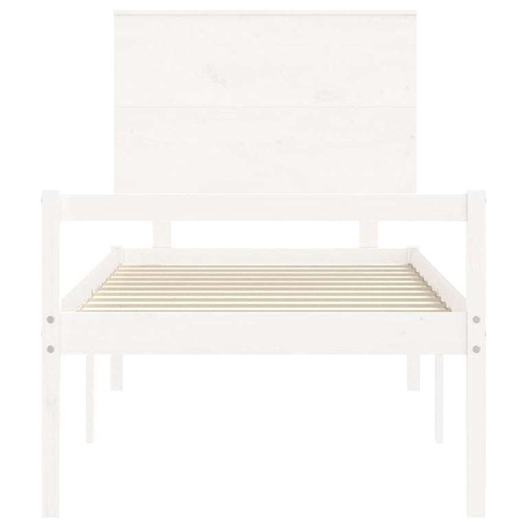 Seniorenbed met hoofdbord massief hout wit 90x200 cm