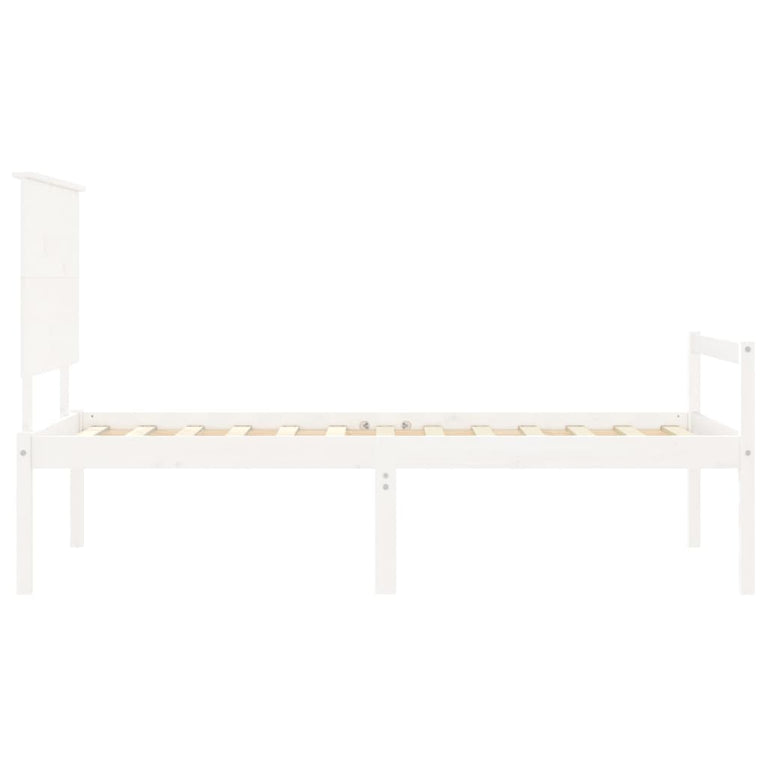 Seniorenbed met hoofdbord massief hout wit 90x200 cm