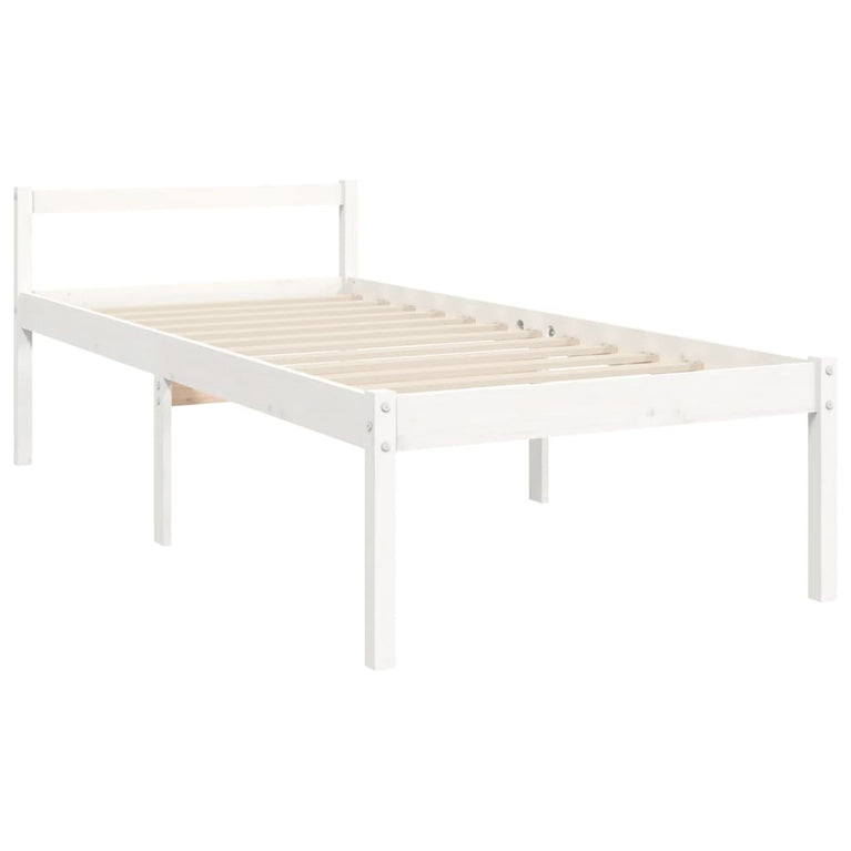 Seniorenbed met hoofdbord massief hout wit 90x200 cm