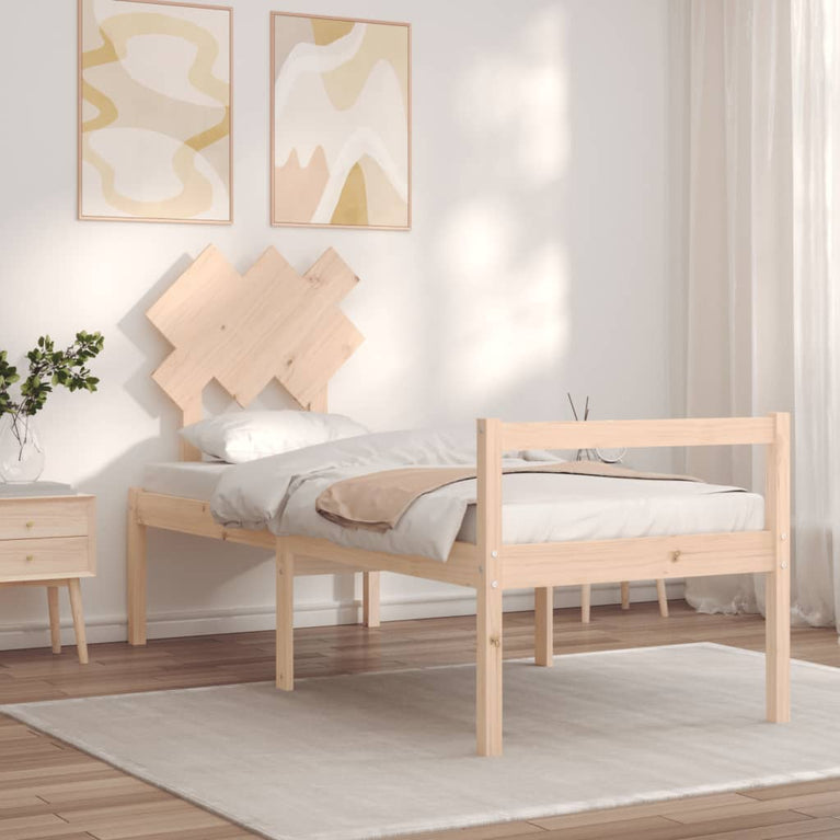 Seniorenbed met hoofdbord massief hout Small Single
