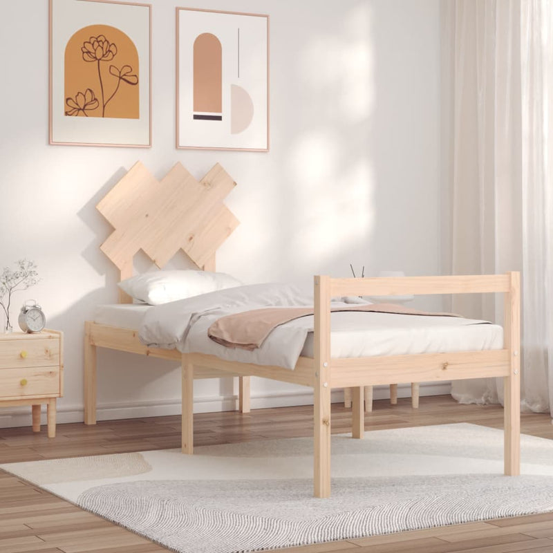 Seniorenbed met hoofdbord massief hout Small Single