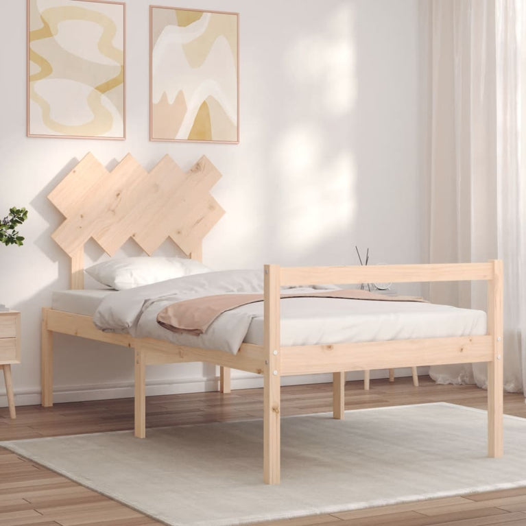 Seniorenbed met hoofdbord massief hout Single