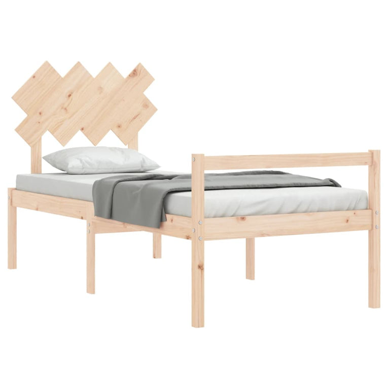 Seniorenbed met hoofdbord massief hout Single