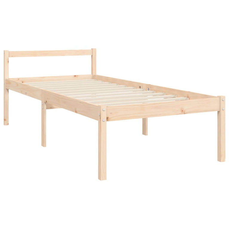 Seniorenbed met hoofdbord massief hout Single