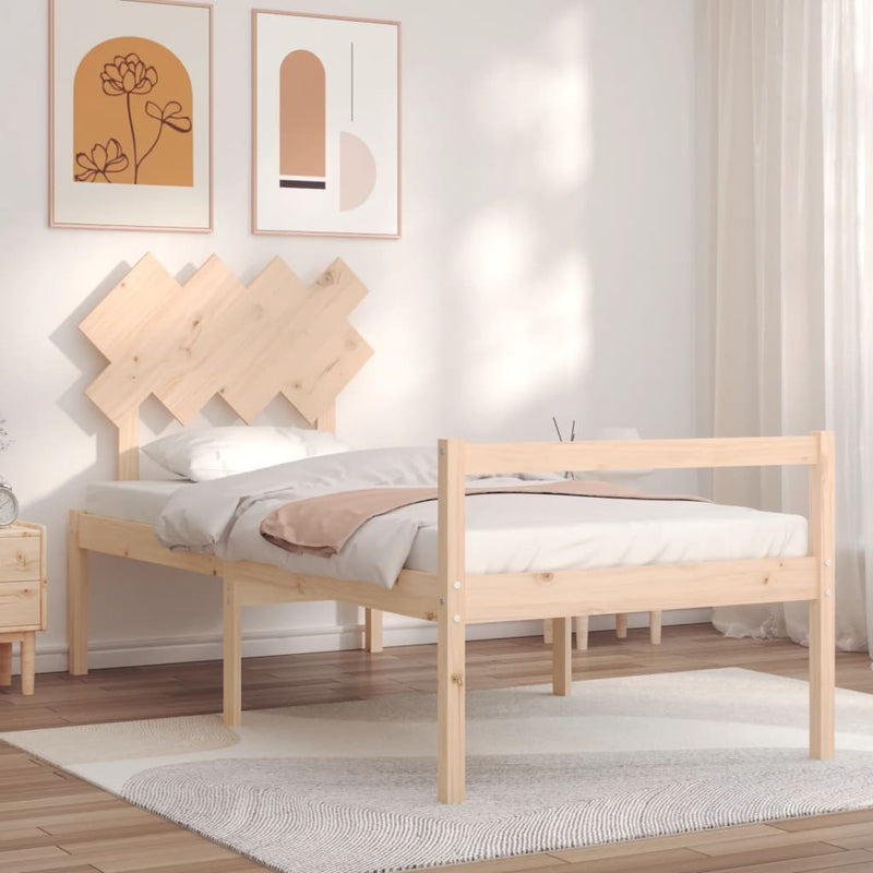Seniorenbed met hoofdbord massief hout Single