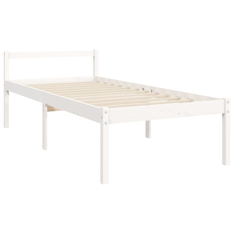 Seniorenbed met hoofdbord massief hout wit 90x200 cm