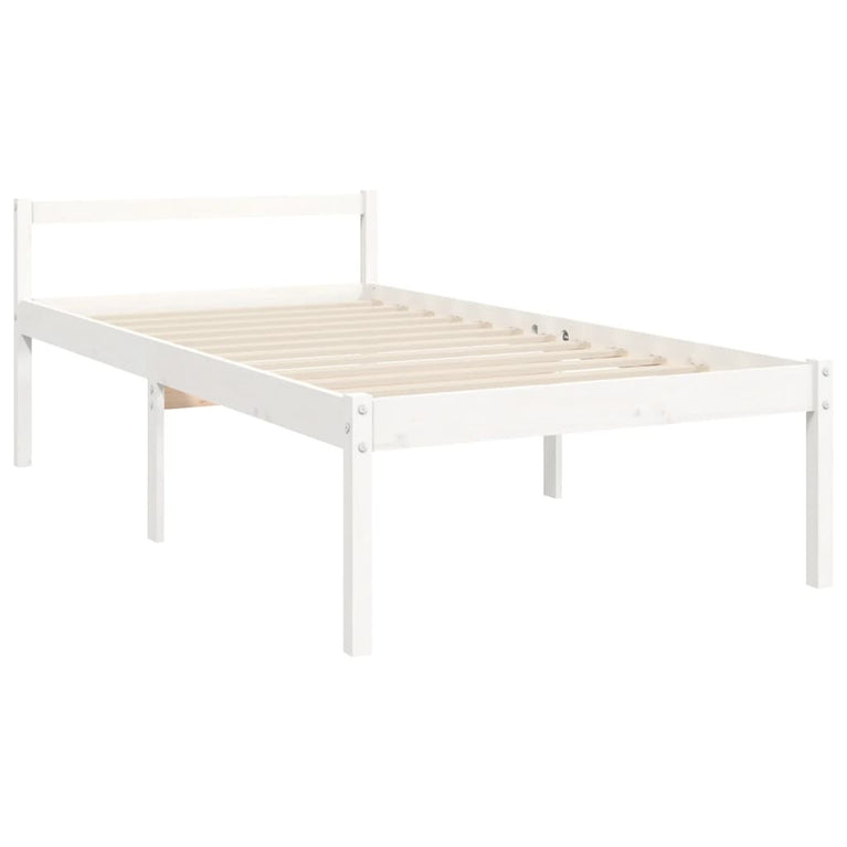 Seniorenbed met hoofdbord massief hout wit 100x200 cm