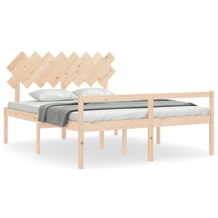 Seniorenbed met hoofdbord massief hout 160x200 cm
