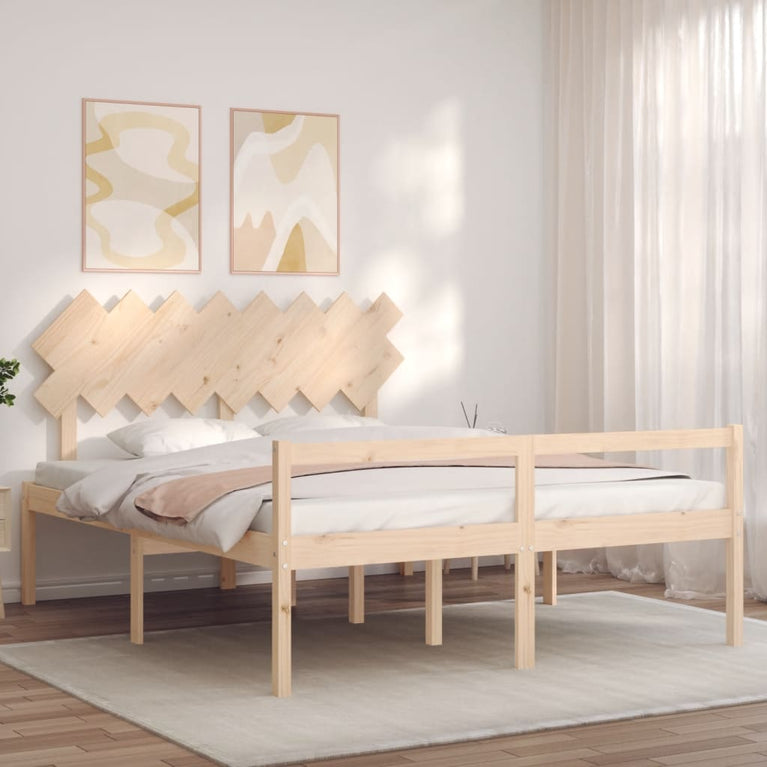 Seniorenbed met hoofdbord massief hout 160x200 cm