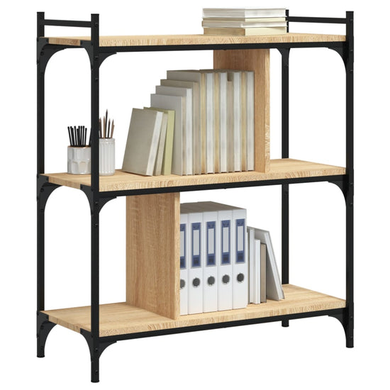 Boekenkast 3-laags 76x32x88 cm bewerkt hout sonoma eikenkleurig MeubelReus